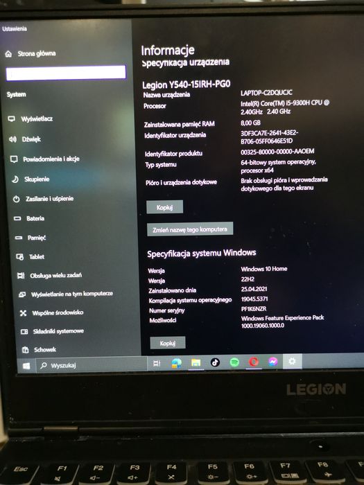 Lenovo Legion Y540 - czytaj opis