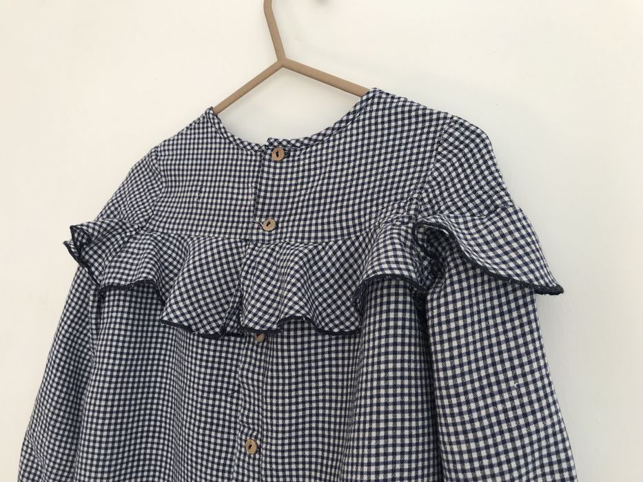 Bluzka koszula w kratkę vichy z falbanka Zara 104 cm 3/4 lata