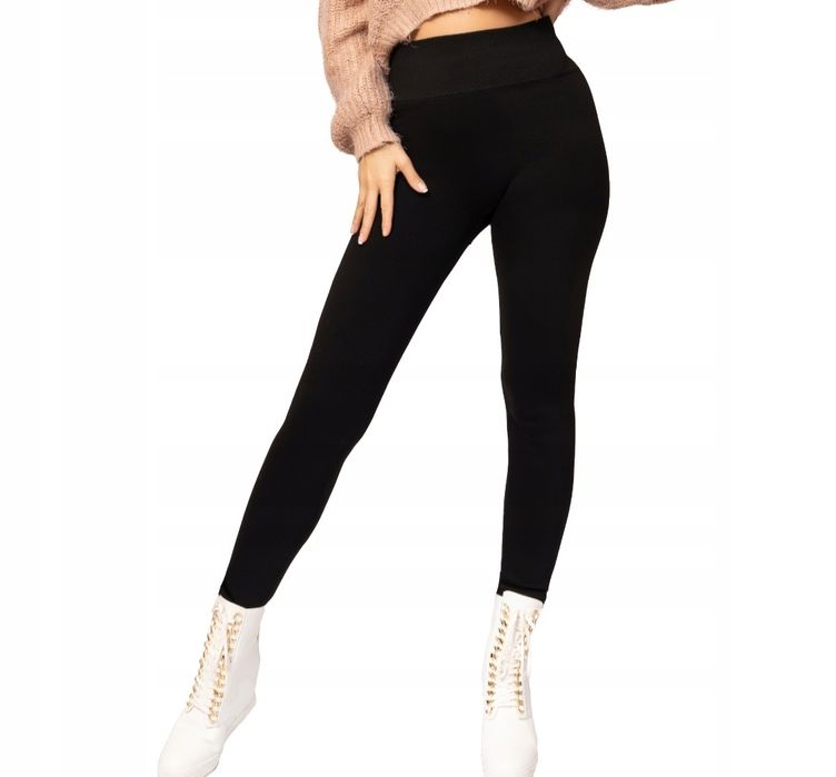 Legginsy getry spodnie  ocieplene delikatnym  futrem termo zimowe
