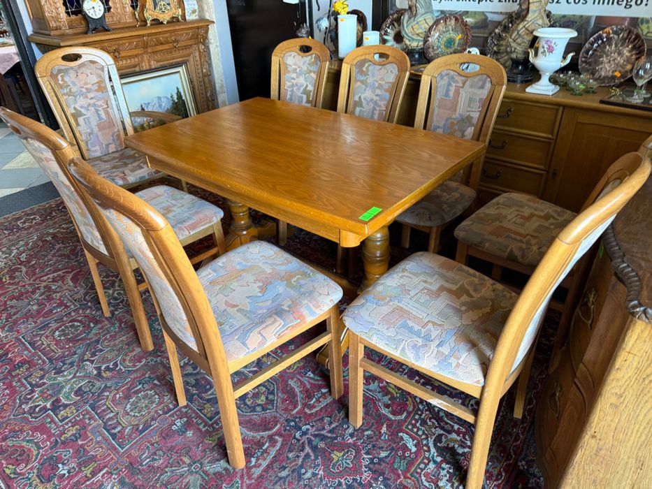 Zestaw Stół rozkładany + 8 krzeseł z Niemiec Dąb rustykalny DOWÓZ