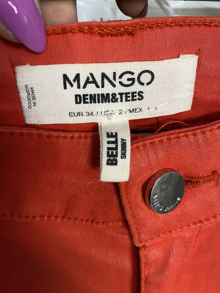 Mango lateksowe denim jeans skiny rurki woskowane 36