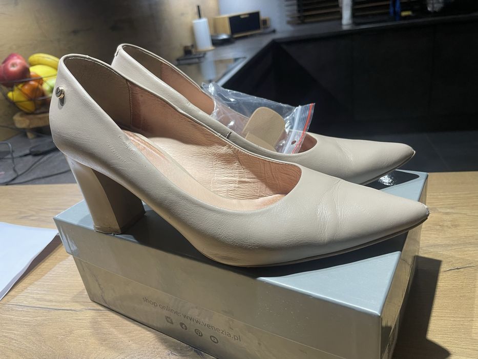 Czółenka szpilki obcasy venezia cieliste beżowe