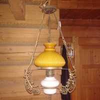 Lampa wisząca mosiężna zdobiona żyrandol kinkiet lampy PRL vintage