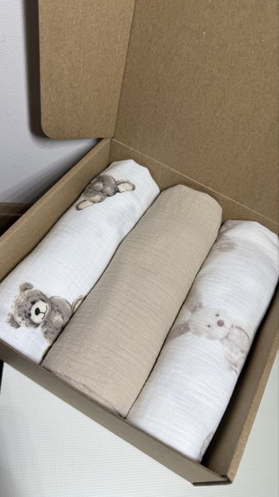 Pieluszki muślinowe 3 szt przescieradlo 40x80 cm 60x120 cm