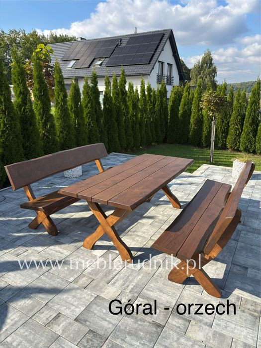 Meble ogrodowe drewniane olcha 200cm grube masywne