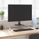 Vidaxl Podstawka Pod Monitor, Biała, 80X35X8 Cm, Szkło I Metal
