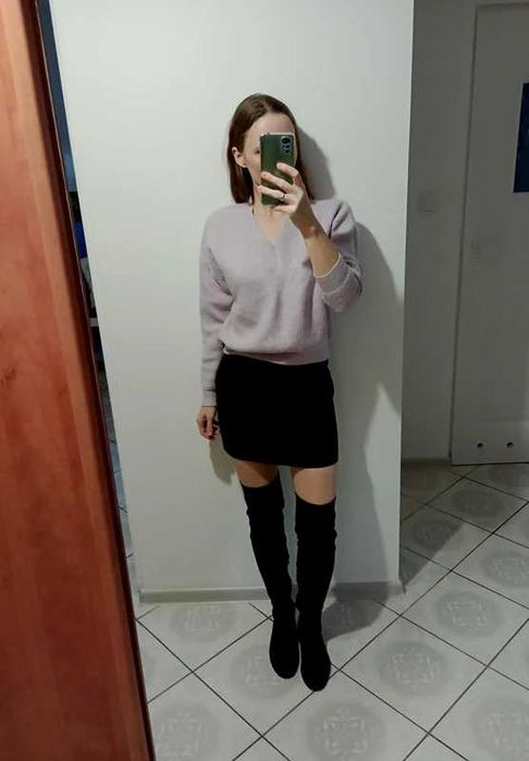 kozaki zamszowe muszkieterki czarne zima jesień wiosna 39