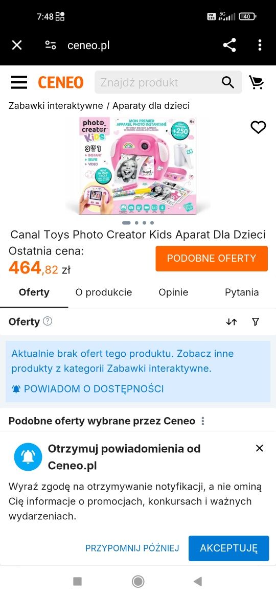 Aparat do natychmiastowego druku dla dzieci