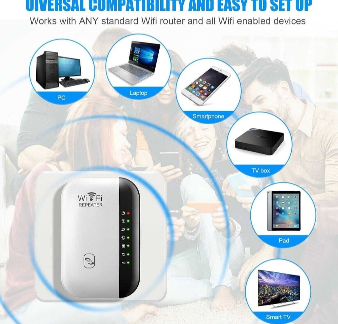 Wzmacniacz wifi repeater 300m wps lan