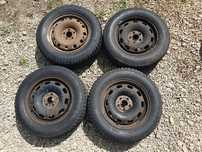 4x KOŁA FELGI STALOWE 15&quot; ET38 6Jx15 5X100 + OPONY ZIMOWE 195/65 R15 COLLIN&#039;S WINTER EXTREMA VOLKSWAGEN GOLF IV BORA POLO AUDI A3 SEAT LEON TOLEDO IBIZA SKODA FABIA OCTAVIA RAPID PRAKTIK KOMPLET 4 SZTUKI