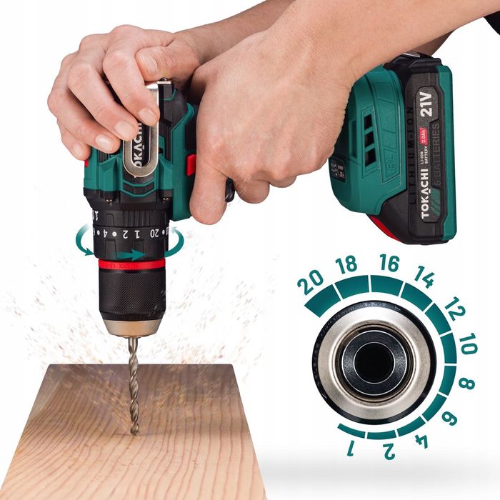 Wiertarko Wkrętarka Akumulatorowa Bezszczotkowa Udarowa 2xaku 21v fv