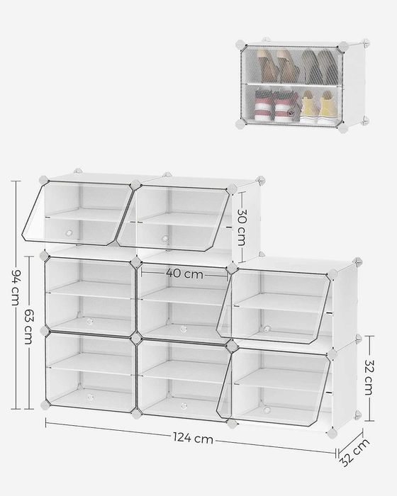 Organizer na Buty MODUŁOWY z Drzwiami i Stalową Ramą Szybki Montaż