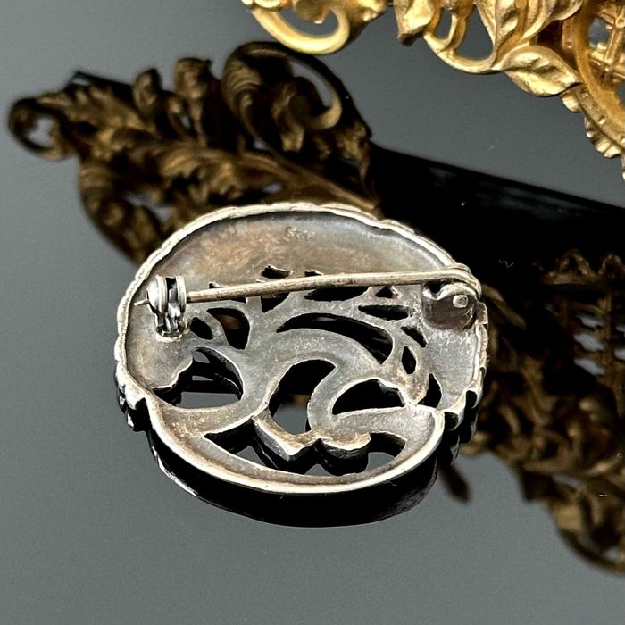 Broszka artystyczna z srebra w stylu secesji wiedeńskiej, próba 925