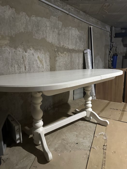 Стіл кухонний білий деревяний розкладний