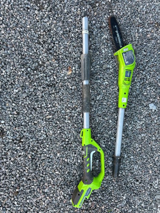 Pilarka na wysięgniku Greenworks. Stan nieznany.