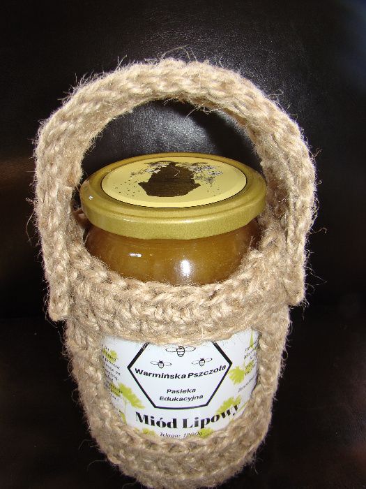 MIÓD W SWETERKU ze sznurka jutowego 1,2KG HANDMADE