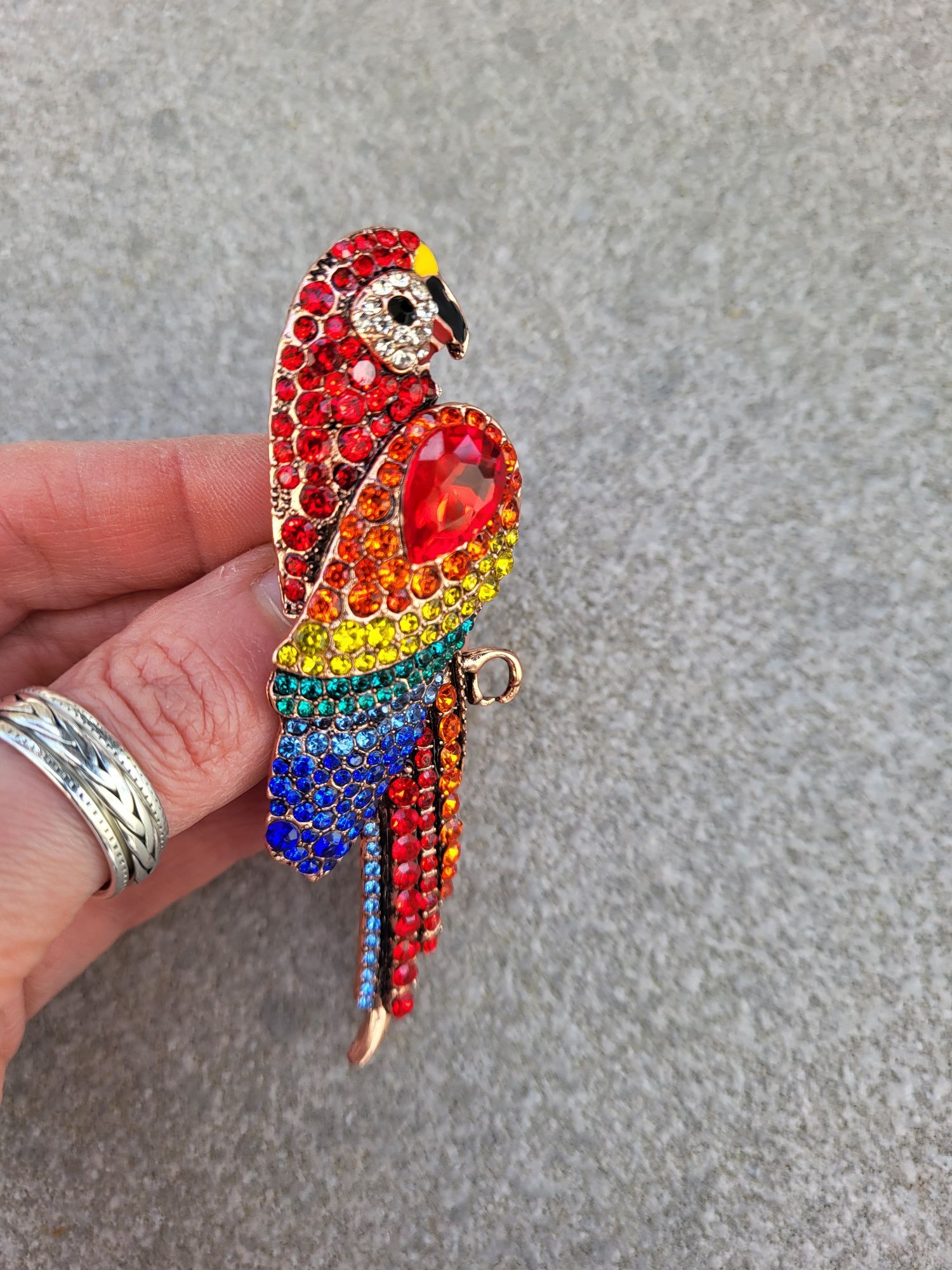 Broszka papuga kolorowa