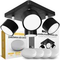 Zestaw Lampa Punktowa Led Czarna 4X Głowica + 4X Żarówka Led