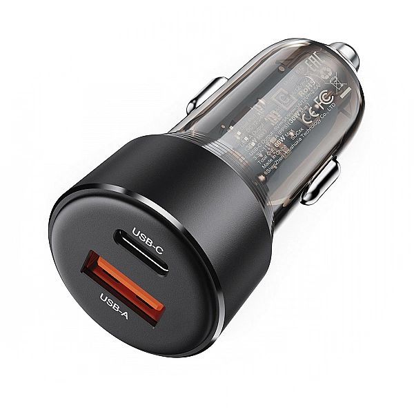 Ładowarka Acefast B12 samochodowa 60w Usb-a / Usb-c - czarna