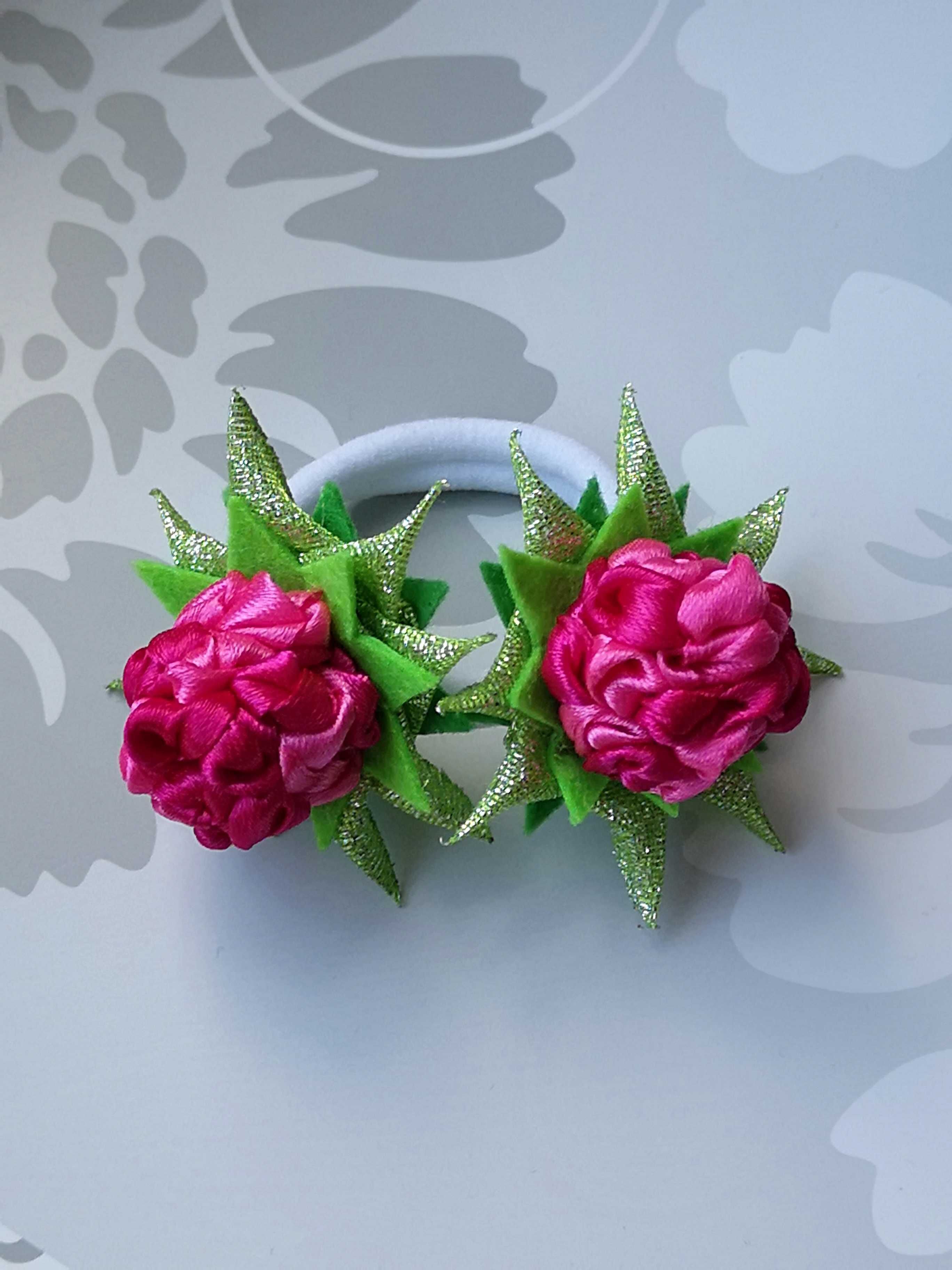 Gumka do włosów "Słodkie malinki" ze wstążek Handmade