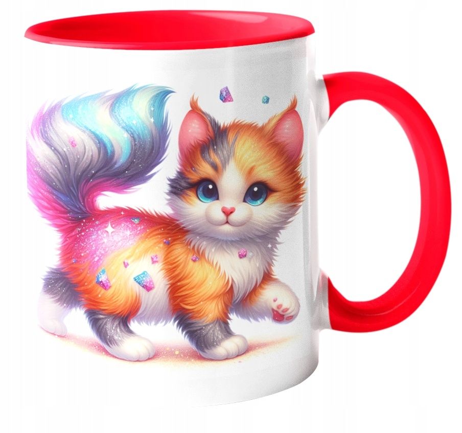 wyjątkowy kubek słodki kot kotek glamour + pudełko 330ml