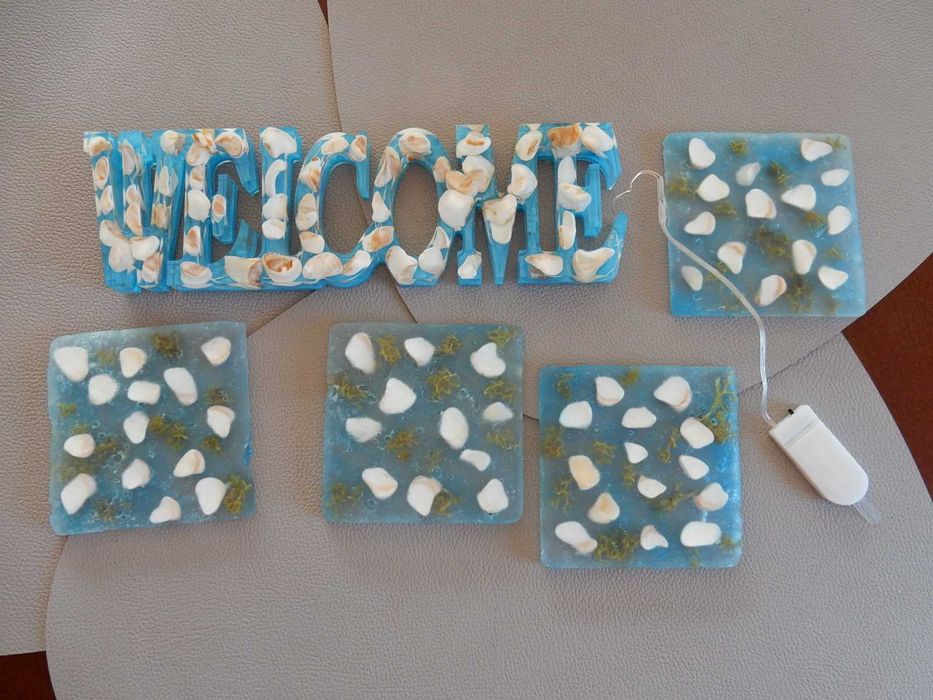 Ozdoba, szyld, napis WELCOME, podświetlany