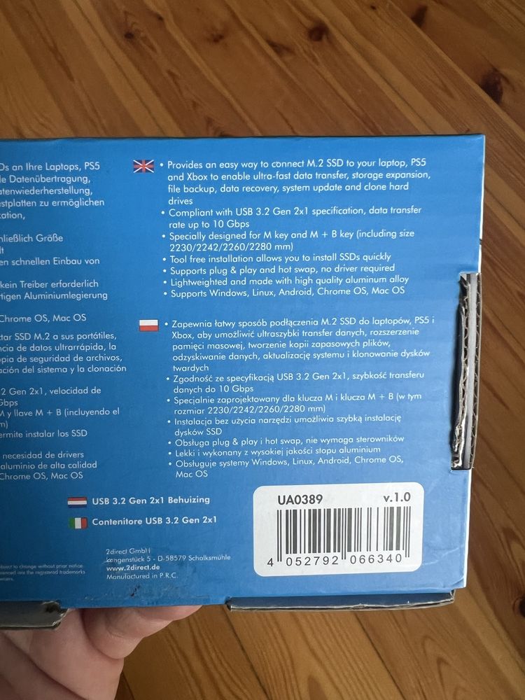 LogiLink UA0389 srebrna obudowa dysku usb. 3.2