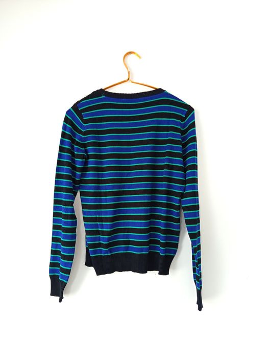 Nowy sweter kolorowy w paski niebieski damski wiskoza S M