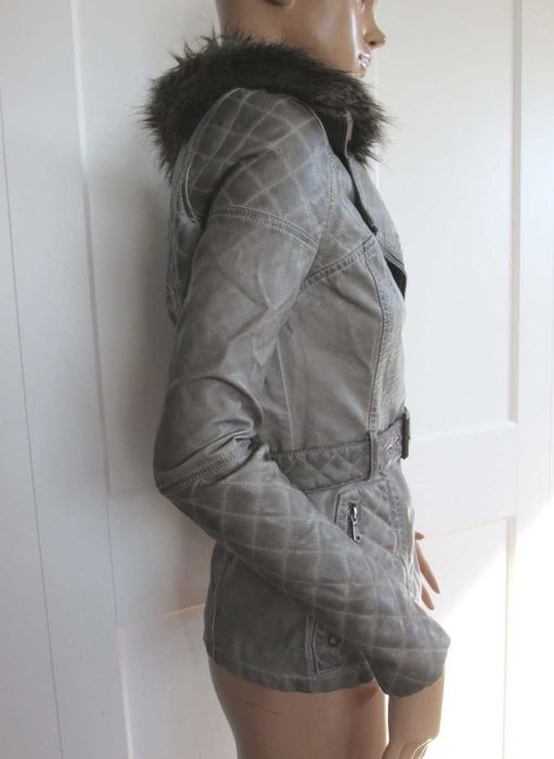 River Island kurtka skórzana szara  eco skóra 6 XS XXS
