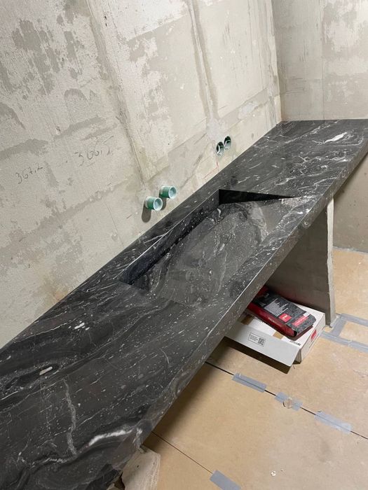 Столешница в ванную, столешница из мрамора, гранита, кварца, керамики,