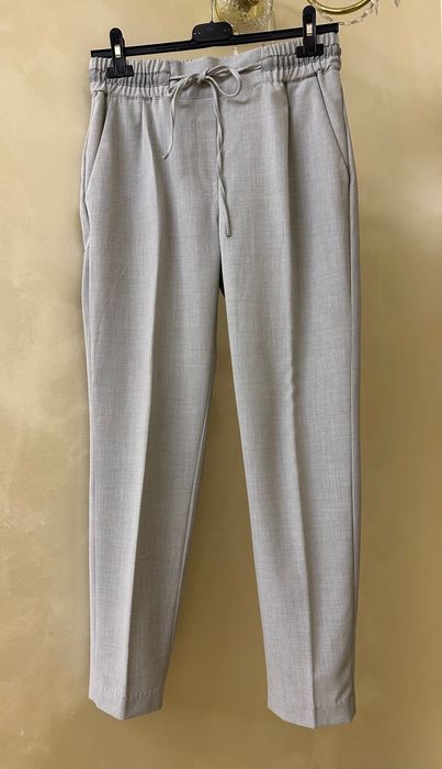 ZARA сірі базові брюки на резинці серые базовые брюки мом легкие осень