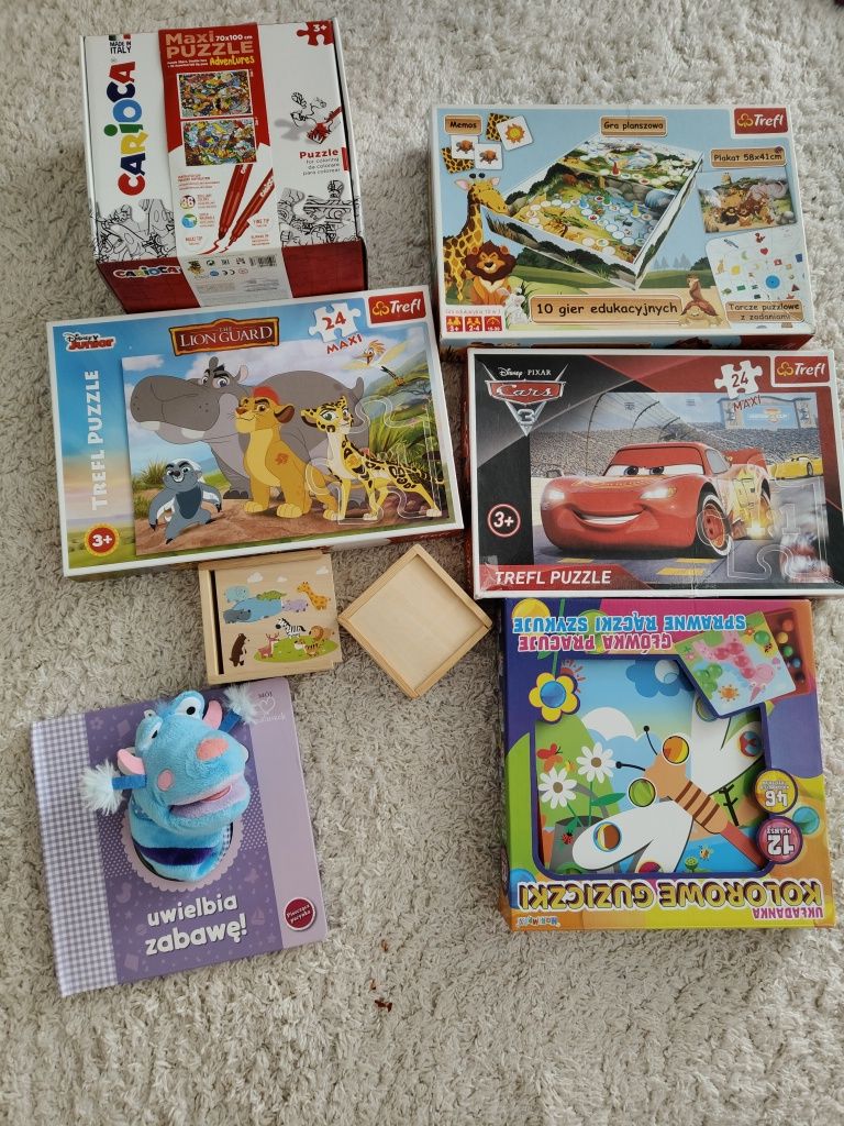 Zestaw puzzle Maxi gra trefl Pacynka książka memory Frozen gra
