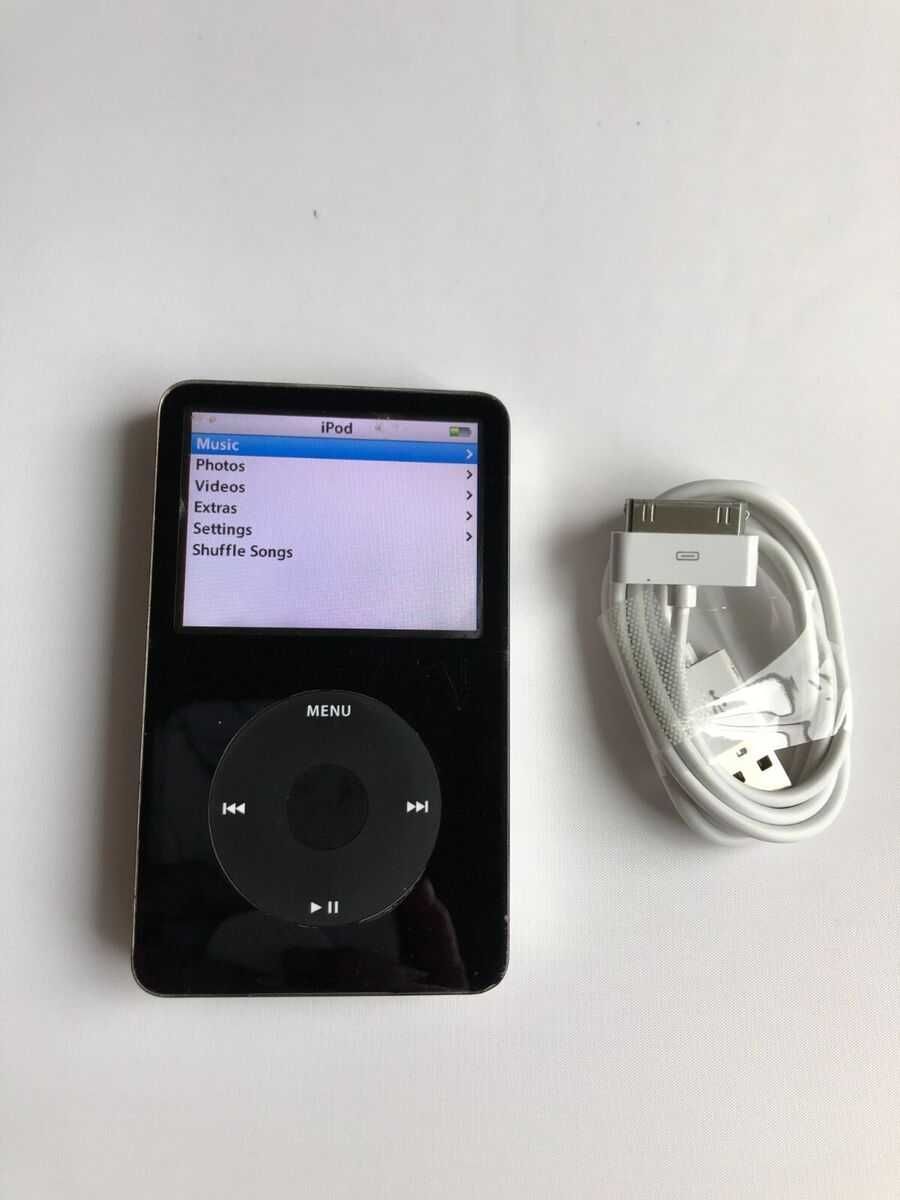 Apple iPod Classic de 5a geração de 80 GB preto, carregador e capa