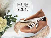 Jasno brązowe kamelowe sneakersy wiązane skórzane Hub 45 wkladka 30 cm