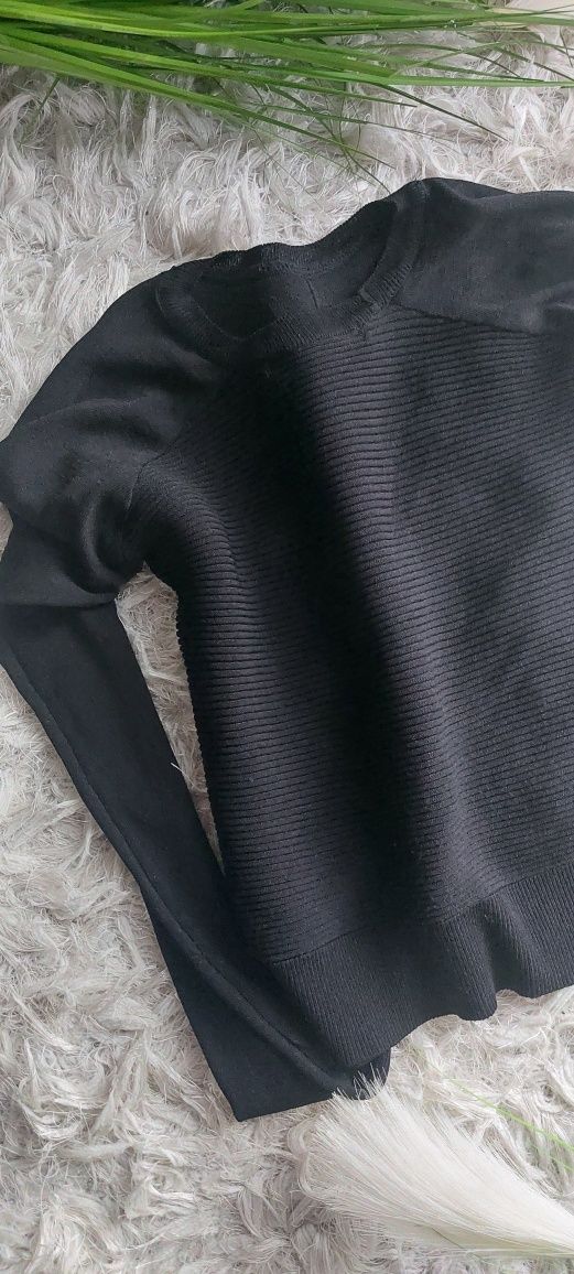 Bluzka Zara czarna skóra