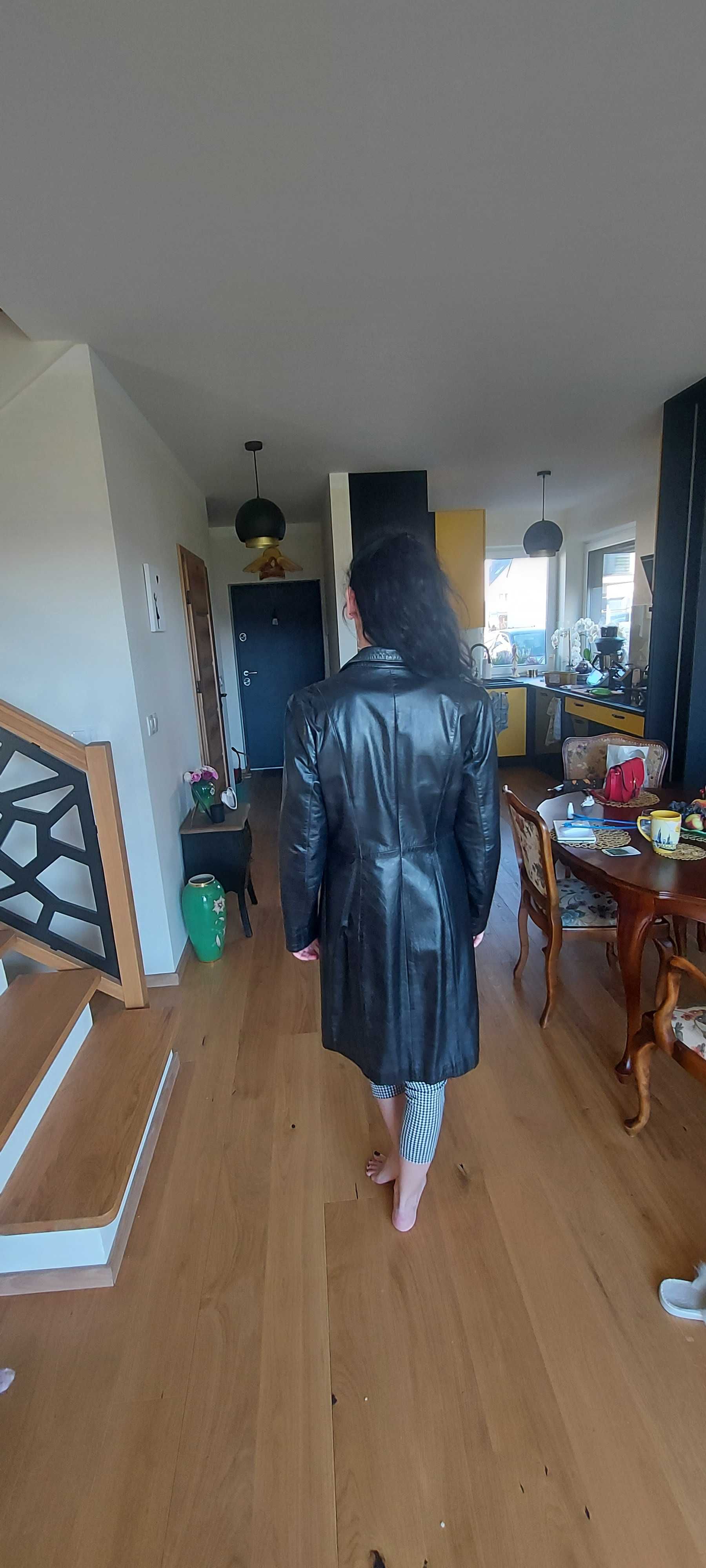 Skórzany płaszcz damski XL