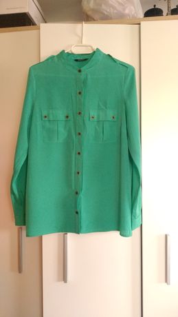 Koszula klasyczna / elegancka z wiskozy zielona