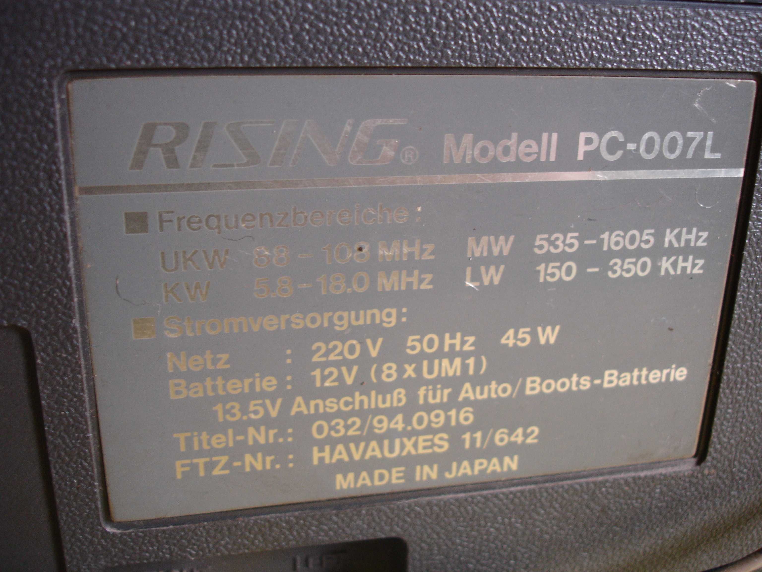 Radiomagnetofon RISING PC-007L