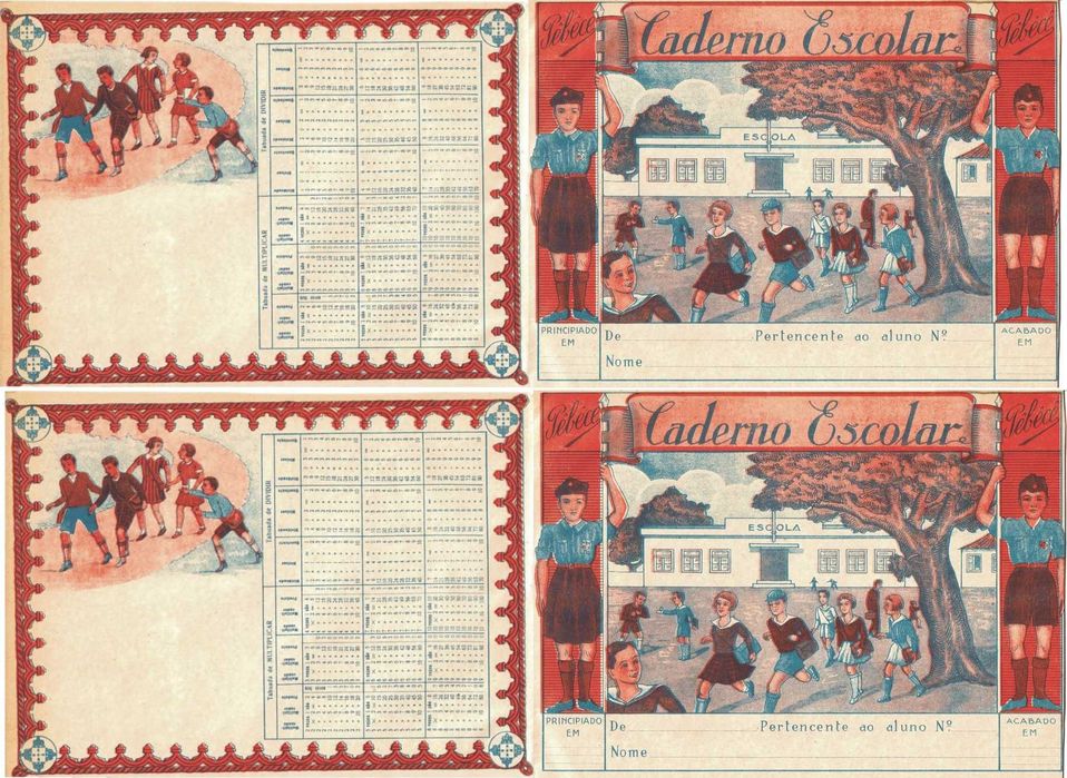 Folha com que eram feitos os cadernos escolares nos anos 50