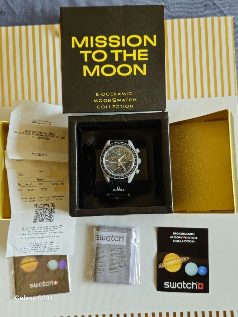 Omega x Swatch Mission To Neptune zegarek piękny Moonswatch zestaw