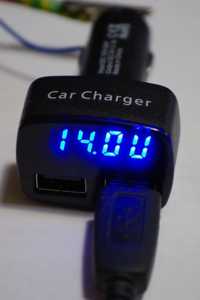 Зарядное USB в прикуриватель автомобиля; вольт-амперметр термометр