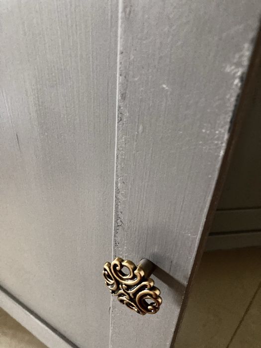 Szaro złoty Sekretarzyk  drewniany biurko  postarzale stylowe