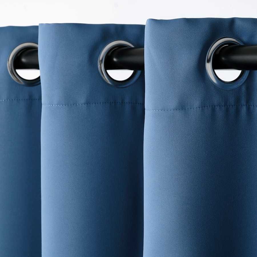 Ikea HILLEBORG Zasłony zacieniające, niebieskie 145x300 cm