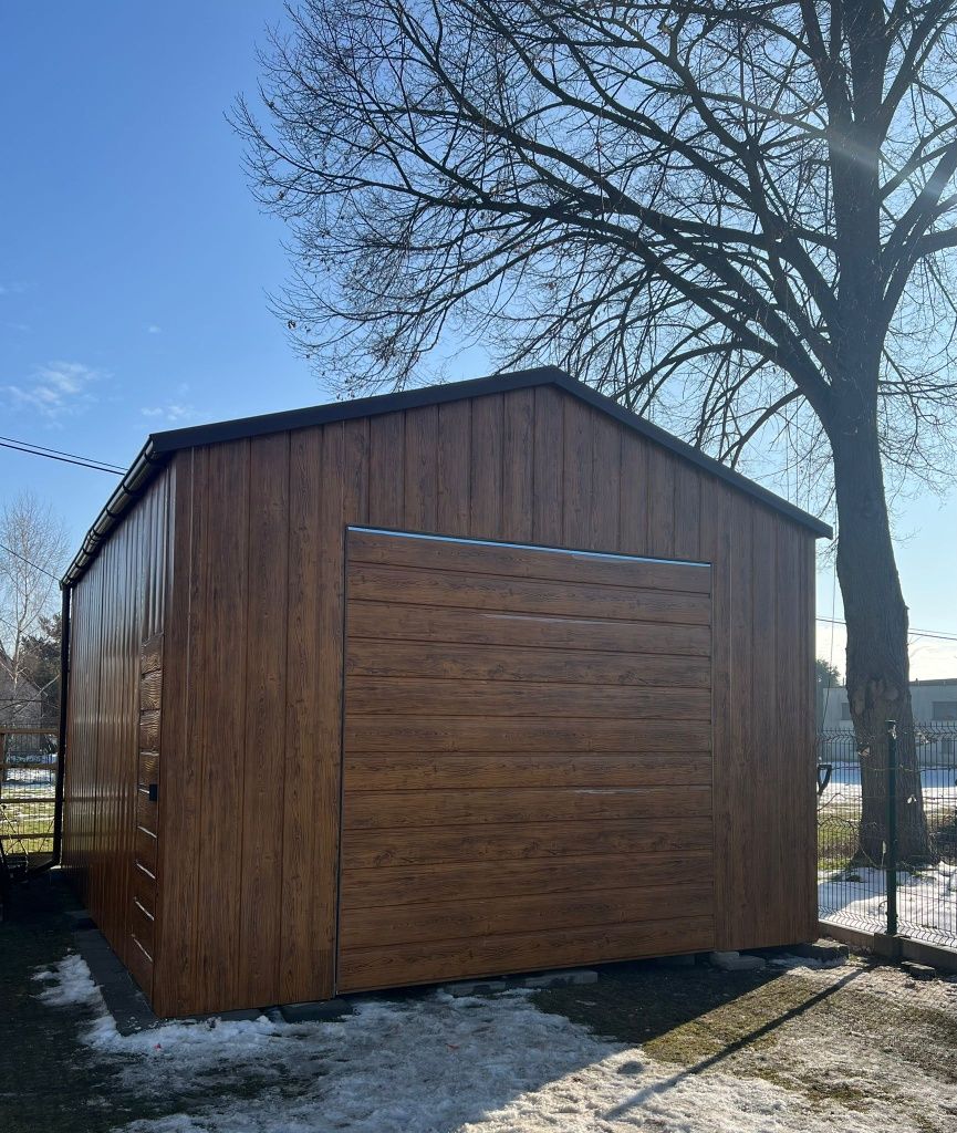 Garaz blaszak 350x6 grafit mat brama złoty dąb