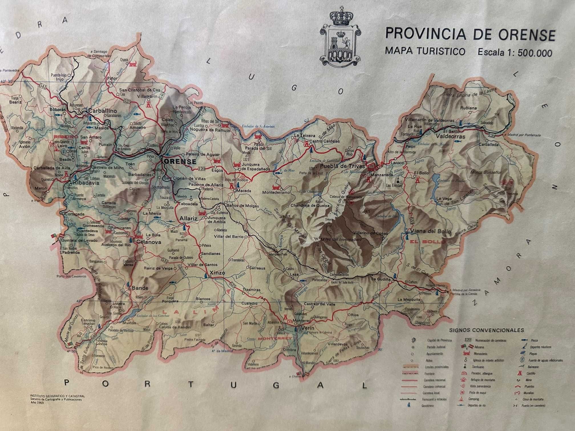 Mapa província de Orense - ano 1969