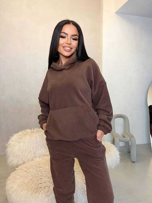 Black Friday Жіночий костюм Фліс шоколад худі джогери
