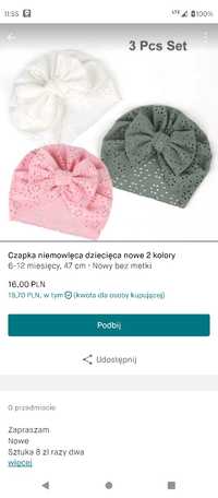 Różowa i białą czapeczka dla dziewczynki