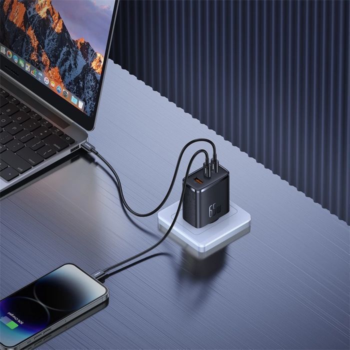 Ładowarka Baseus Cube Pro 65W | 3 Porty USB-C/A | Czarna