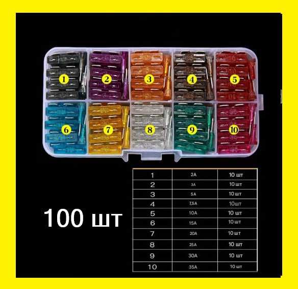 ТОП ПРОПОЗИЦІЯ!Набір автомобільних запобіжників 2–35А у коробці 50,100