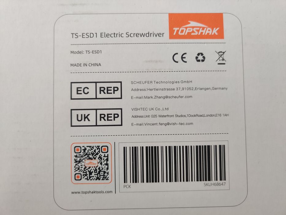 Śrubokręt Wkrętak Elektryczny Wkrętarka Topshak TS-ESD1 Nowy